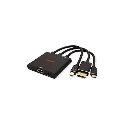 ROLINE Adapterkabel Mini DisplayPort / DisplayPort / Typ C - HDMI, Aktiv, 0,15 m Image