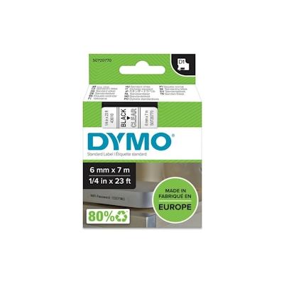 Dymo D1 S0720770 / 43610 Authentic Schriftband Selbstklebend Schwarzer Druck auf Transparent 6 mm x 7m Image
