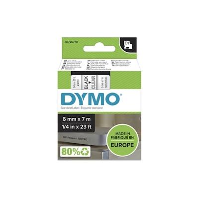 DYMO D1 - Standardetiketten - Schwarz auf Transparent - 6mm x 7m