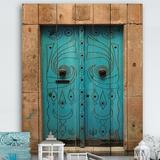 East Urban Home 'Vintage Arabic Blue Door' - Unframed Graphic Art Print on Wood Metal in Blue/Brown | 40 H x 30 W x 1.5 D in | Wayfair