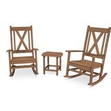 POLYWOOD® Braxton 3-Piece Porch Rocking Outdoor Chair Set Plastic in Brown | Wayfair PWS473-1-TE