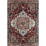 Brown/Gray 18 x 18 W in Area Rug - World Menagerie Square Leonara Oriental Power Loom 1'6" x 1'6" Red/Gray/Brown Area Rug | 18 H x 18 W in | Wayfair