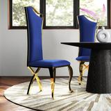 Willa Arlo™ Interiors Aminu Upholstered Side Chair Velvet in Blue | 47.5 H x 21.25 W x 21.25 D in | Wayfair F2C163DF6554424AAFA8EDDDEDDE5D51