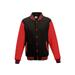 Just Hoods By AWDis JHA043 Men's 80/20 Heavyweight Letterman Jacket in Jet Black/Fire Red size Large | Ringspun Cotton