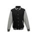 Just Hoods By AWDis JHA043 Men's 80/20 Heavyweight Letterman Jacket in Jet Black/Heather Grey size XL | Ringspun Cotton