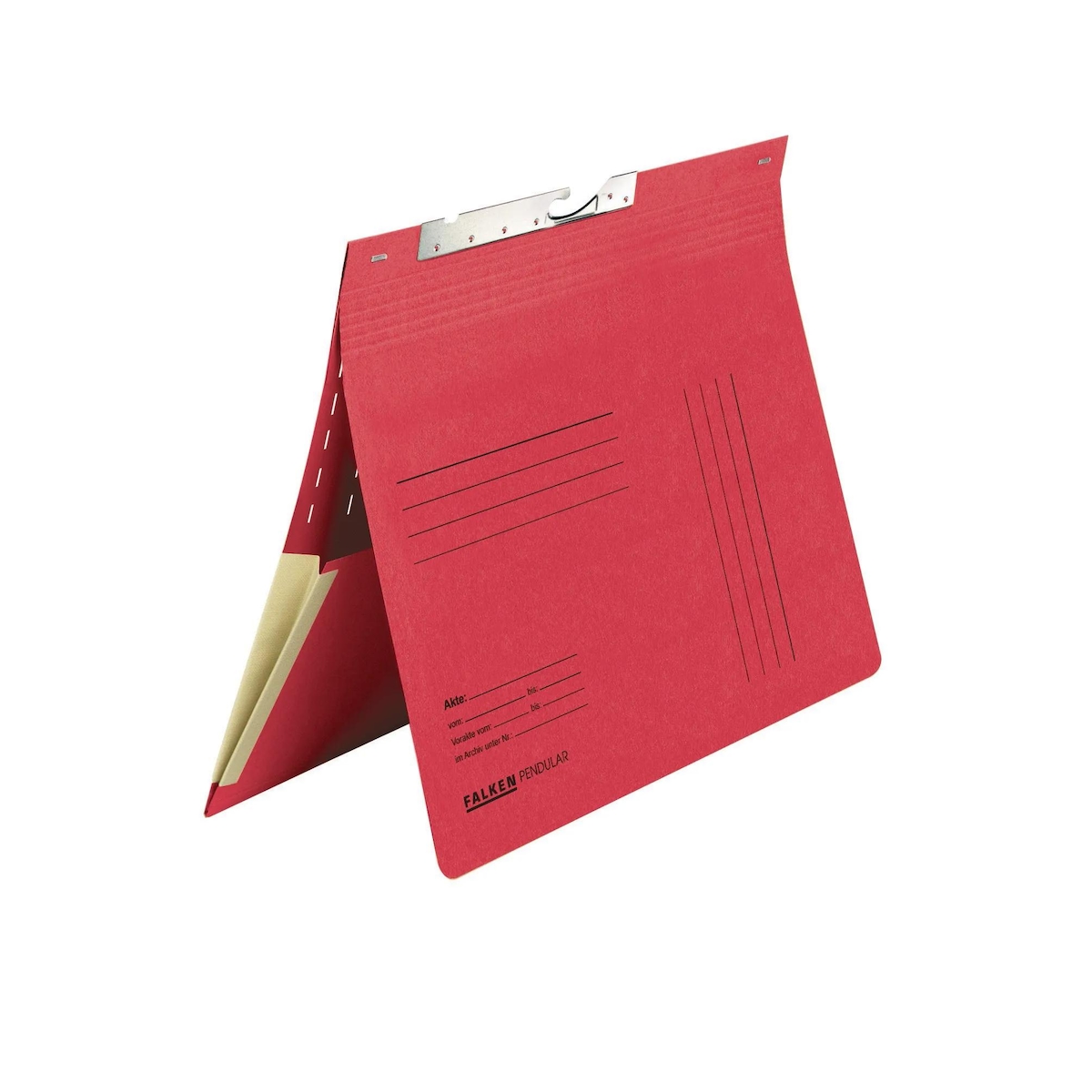 Falken 15033804 Pendelhefter, für DIN A4, 320g/m2 Manila-RC-Krt., kaufm. Heftung, mit Schlitzstanzung, mit Dehntasche am Rückdeckel - Rot Image