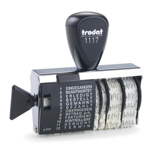 Trodat 1117 Textstempel mit Datum Grau, Rot 8 x 2 x 7 cm Image