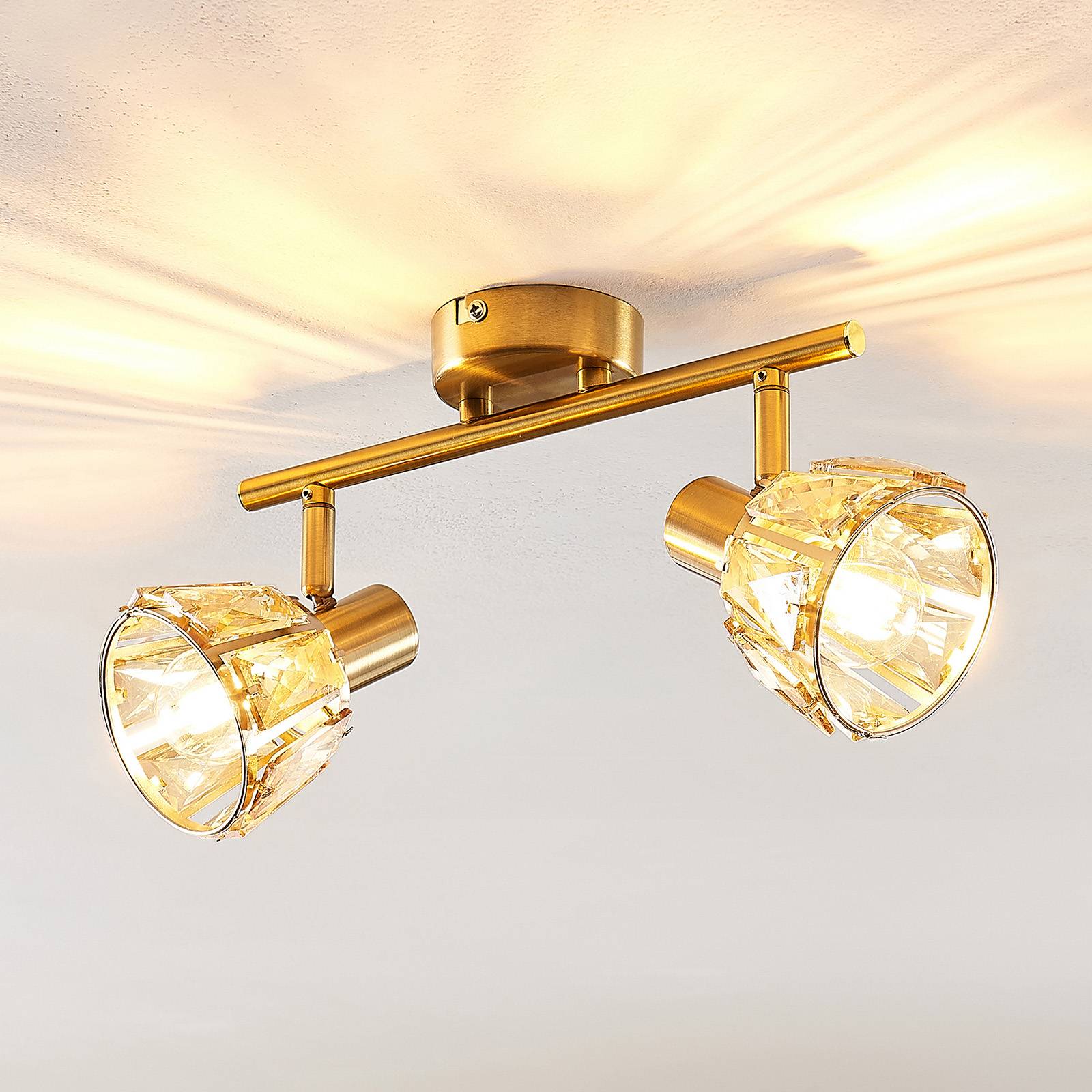 Deckenlampe Kosta Lindby, dimmbar, messing / gold, für Wohn- / Esszimmer, Metall, Deckenlampe