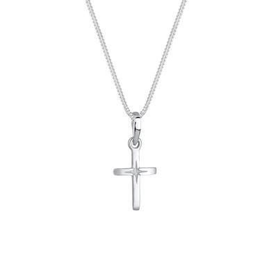 Elli - Kreuz Sterngravur 925 Sterling Silber Ketten 1 ct Damen