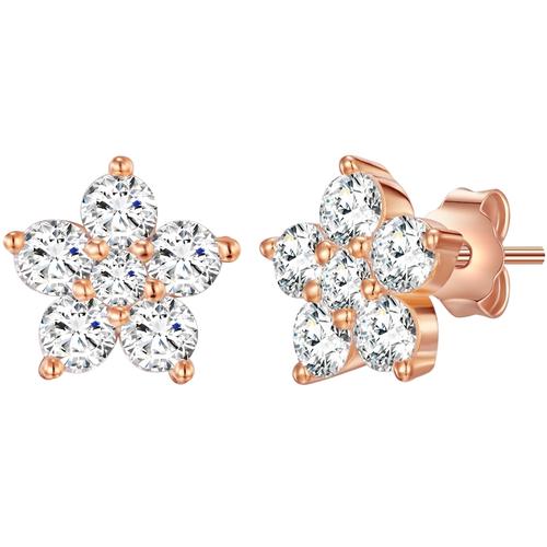 Rafaela Donata - Ohrstecker Blume Sterling Silber Zirkonia in Roségold Ohrringe 1 ct Damen