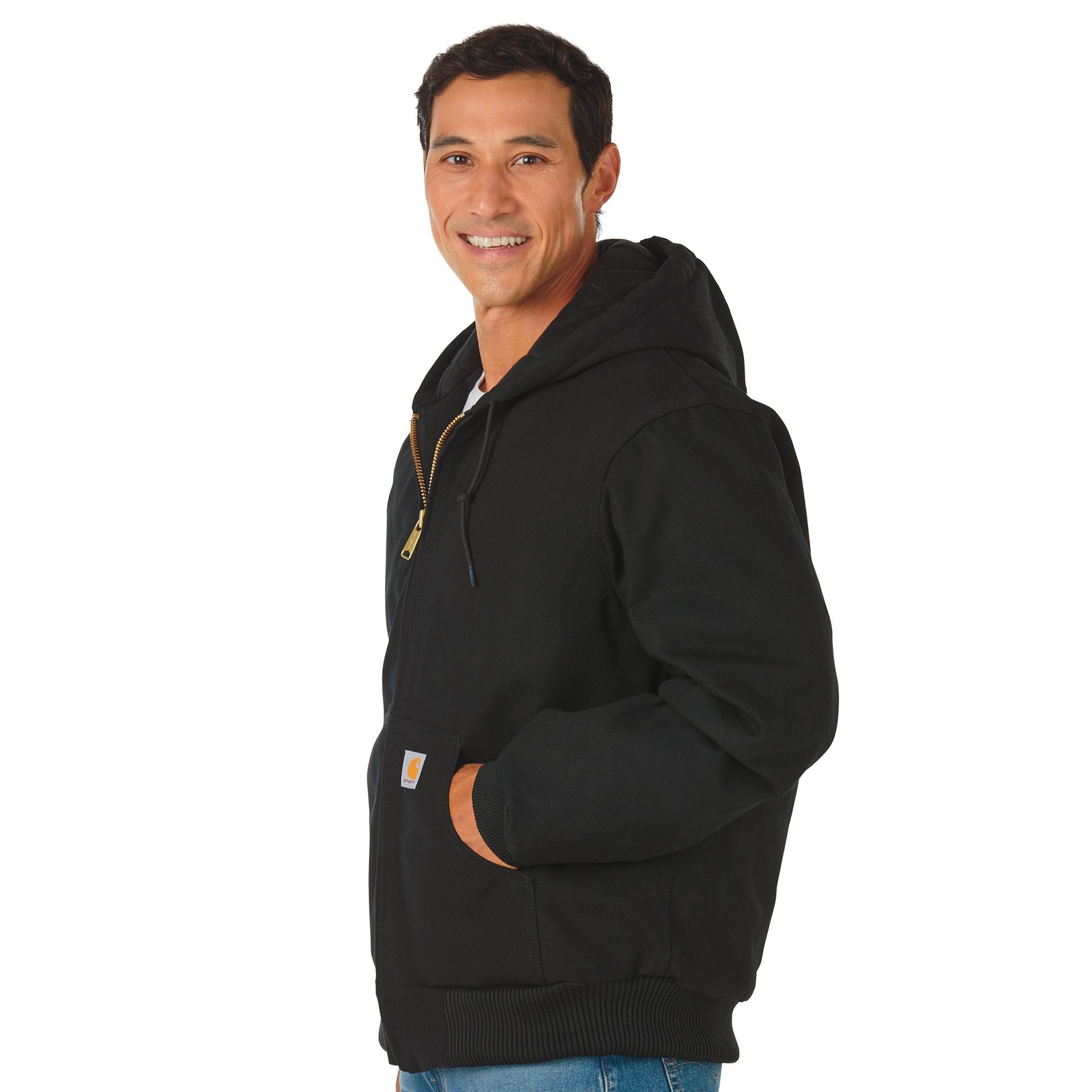 Carhartt Men's Quilted-Flannel Lined Duck Active Jacket (Size M) Black, Cotton