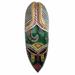 Bungalow Rose Colorful Beaded Wood Mask Artisan Wall Decor in Brown/Green/Red | 18.3 H x 6.3 W x 3 D in | Wayfair 56726D5CBECF49FEA24C66FDAEF86C71