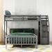 Abingd Twin over Full Solid Wood L-Shape Bunk Beds w/ Shelves by Isabelle & Max™ Wood in Gray, Size 61.4 H x 78.4 W x 97.2 D in | Wayfair
