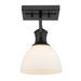 Beachcrest Home™ Bales 1 - Light 6.88" Semi Flush Mount Glass in White/Black | 9.63 H x 6.88 W x 8.33 D in | Wayfair