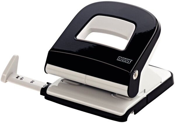 NOVUS Locher E 225, schwarz/grau, Stanzleistung: 25 Blatt, Metallgehäuse mit Kunststoffummantelung, mit Anschlagschiene Image