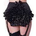 Starline Lingerie Queen Burlesque High Waist Retro Knicker with Lots of Frills, Stretch Booty Hot Pants (Black, SM)