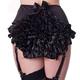 Starline Lingerie Queen Burlesque High Waist Retro Knicker with Lots of Frills, Stretch Booty Hot Pants (Black, SM)