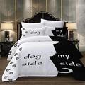 Loussiesd Black White Printed Duvet Cover Set Super King Dog Side My Side Bedding Set Digital Printed Comforter Cover with 2 Pillow Shams Soft Microfiber Simple Quilt Cover Zipper 3 Pcs Gorgeous