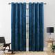 Yorkshire Bedding Navy Blackout Curtain 90 x 90 Room Darkening Eyelet Crushed Velvet Curtains for Bedroom Decor Window Curtain + Tie Backs (228cm x 228cm)