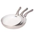 Jean-Patrique Bio Supreme Non-Stick Frying Pans Set 3 Piece (Silver) - Ceramic Nonstick Frying Pan Induction Compatible, Non Stick Frying Pan Set