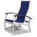 Red Barrel Studio® Hinch Marine Grade Sling Hidden Motion Chat Swivel Patio Chair in Gray/Blue/White | 39 H x 27.5 W x 28.5 D in | Wayfair