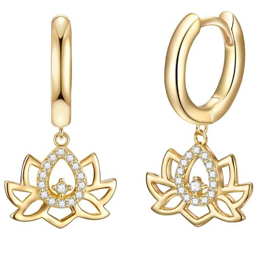 Rafaela Donata - Creolen Lotusblume Sterling Silber Zirkonia in Gelbgold 1 ct Damen