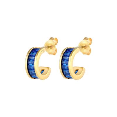 Elli PREMIUM Creolen Stecker Synthetischer Saphir Geo 925 Silber OneSize Damen Image