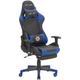 Chaise de Bureau Fauteuil Design Gamer Revêtement en Cuir PU Noir et Bleu Réglable en Hauteur avec
