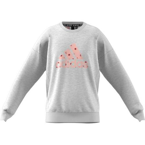 ADIDAS Mädchen Kids Sweatshirt, Größe 116 in Hellgrau/Melange/Rosa/Rot