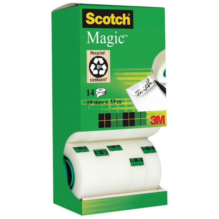Plus Office Scotch Magic Klebeband 810 19 mm x 33 m Matt Unsichtbar Vorteilspack 12 Rollen + 2 GRATIS Image