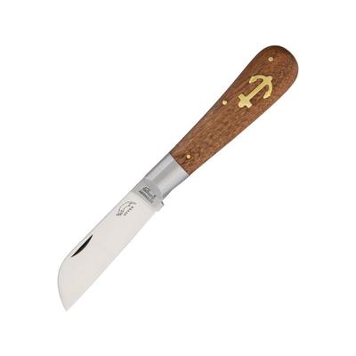 OTTER-Messer Large Anchor Knife Sapeli Wood Folding Knife2.75inCarbon SteelStandard EdgeSheepsfootSatinBrownSapeli Wood Handle 173