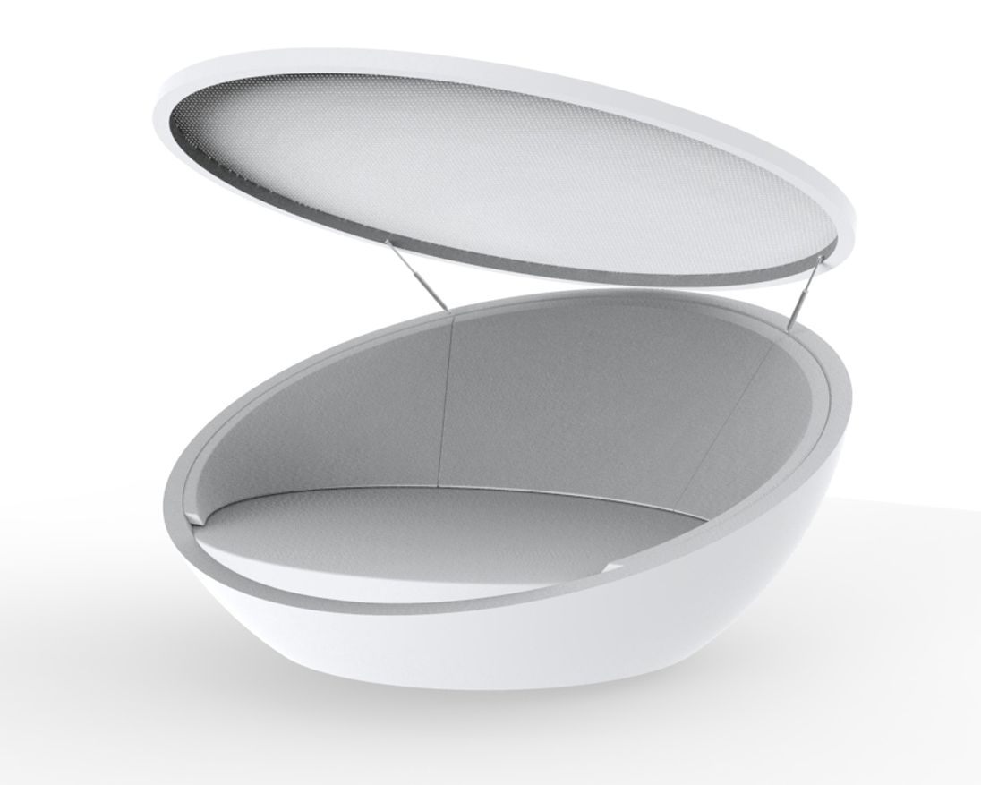 Vondom »ULM« Outdoor Daybed inkl. Sonnenblende Basic matt / Beige mit Bezug Silvertex Beige 1010 / inkl. Soundsystem Image