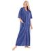 Plus Size Women's Long French Terry Zip-Front Robe by Dreams & Co. in Ultra Blue Multi Dot (Size M)