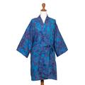 Moonlit Blossoms,'100% Cotton Artisan Batik Robe'