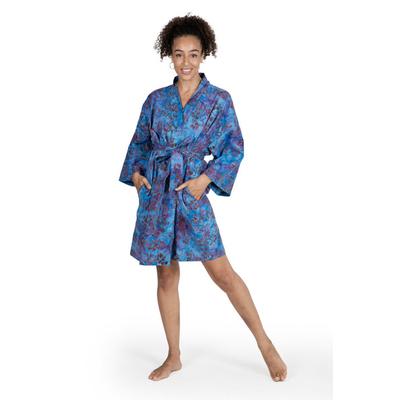 Moonlit Blossoms,'100% Cotton Artisan Batik Robe'