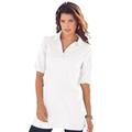 Plus Size Women's Oversized Polo Tunic by Roaman's in White (Size 18/20) Short Sleeve Big Shirt