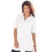 Plus Size Women's Oversized Polo Tunic by Roaman's in White (Size 18/20) Short Sleeve Big Shirt