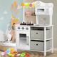 Green series Kinderplay Toy Kitchen | Kids Play Kitchen - Modern Kids Kitchen | Beautiful Wooden Kitchen | Kitchen Kids | Toddler Kitchen | Kitchen Toy | Children Wooden Play Kitchen, GS0058-1