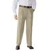 Men's Big & Tall Relaxed Fit Wrinkle-Free Expandable Waist Pleated Pants by KingSize in True Khaki (Size 72 38)