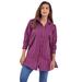 Plus Size Women's Kate Tunic Big Shirt by Roaman's in Purple Multi Stripe (Size 34 W) Button Down Tunic Shirt