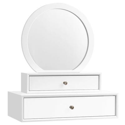 Costway Makeup Dressing Wall Mounted Vanity Mirror with 2 Drawers