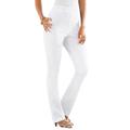 Plus Size Women's Straight-Leg Comfort Stretch Jean by Denim 24/7 in White Denim (Size 44 W) Elastic Waist Denim