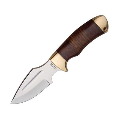 Down Under Bushmate Fixed Blade Knife4inPolished 440C Stainless BladeBrown Leather Wrapped Handle DUKBM