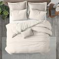 Kotton Culture Soft Bedding Double Bed Set With Four Pillowcases 100% Egyptian Cotton Quilt Cover Set (200x220cm) Luxurious Soft Sateen Cozy European Duvet Bedding Hotel Class Comforter Cover (Ivory)