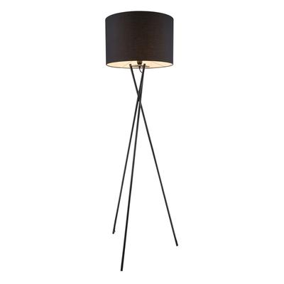 Stand Lampe Arbeits Zimmer Lese Stativ Strahler Steh Leuchte Stoff Schirm schwarz Globo 24686