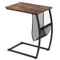 Costway C-shaped Vintage End Table with Side Pocket and Metal Frame