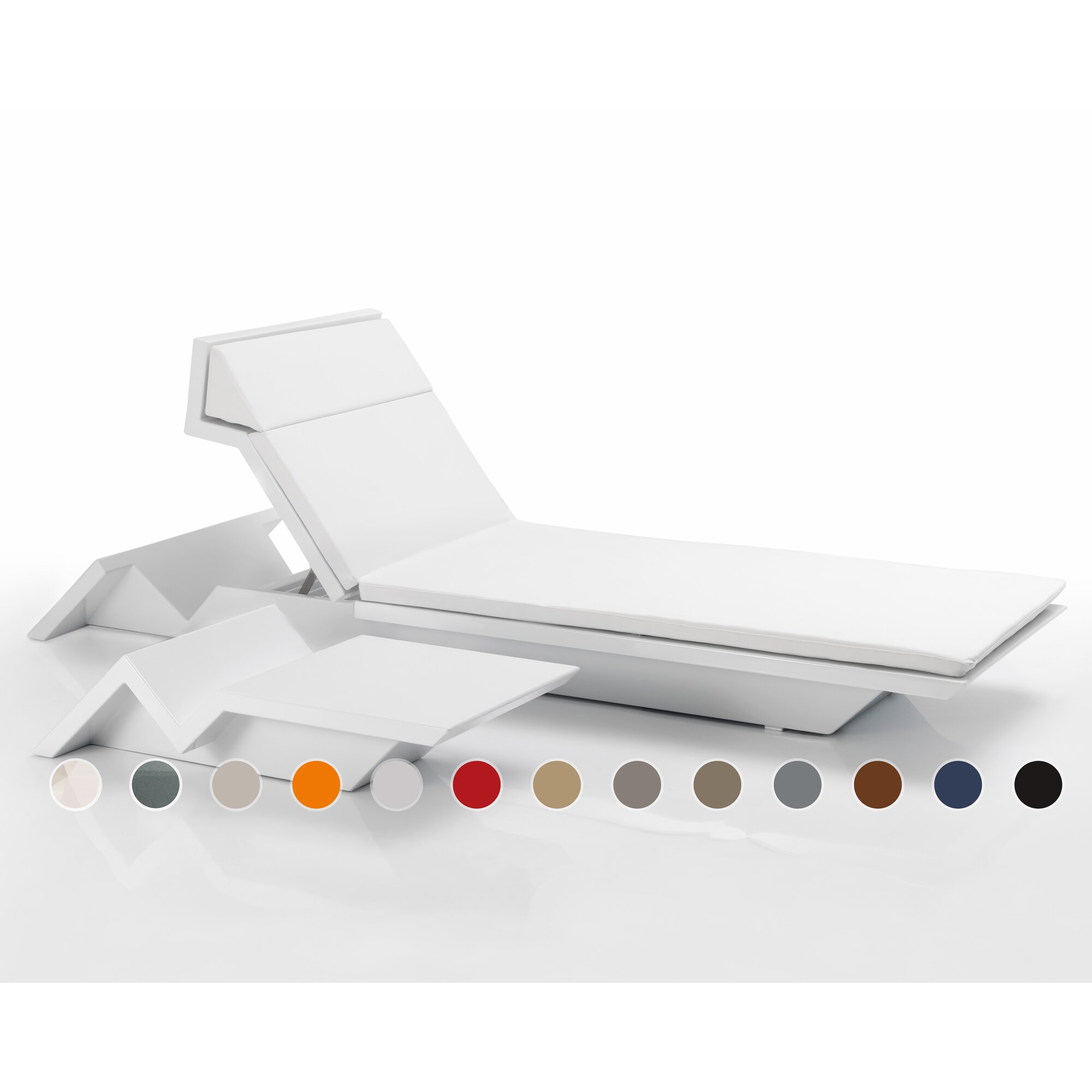 Vondom »REST« Outdoor Sonnenliege Lackiert Hochglanz / ohne Beleuchtung / Anthracite mit Silvertex Anthracite 9002