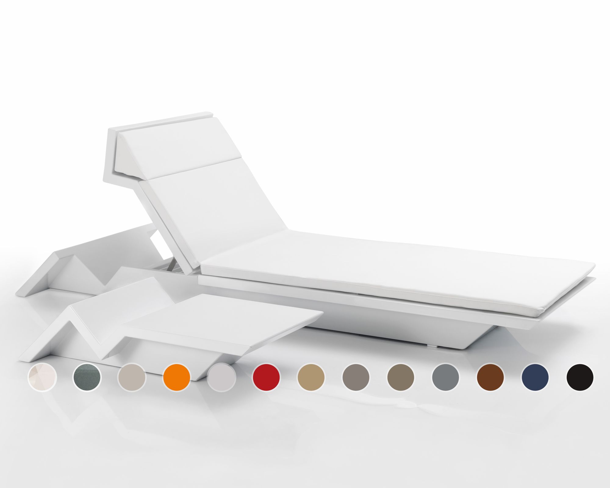 Vondom »REST« Outdoor Sonnenliege Lackiert Hochglanz / ohne Beleuchtung / Taupe mit Silvertex Taupe 4024