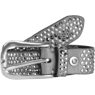 b.belt - Nietengürtel Leder Gürtel 1 ct Grau Herren