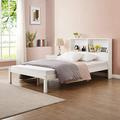 Cherry Tree Furniture Elgin Wooden Bed Frame with Shelf Headboard (White, UK Small Double)